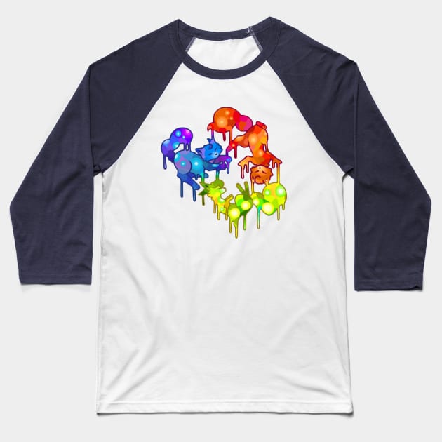 Drippy Cats Baseball T-Shirt by Gracieannea